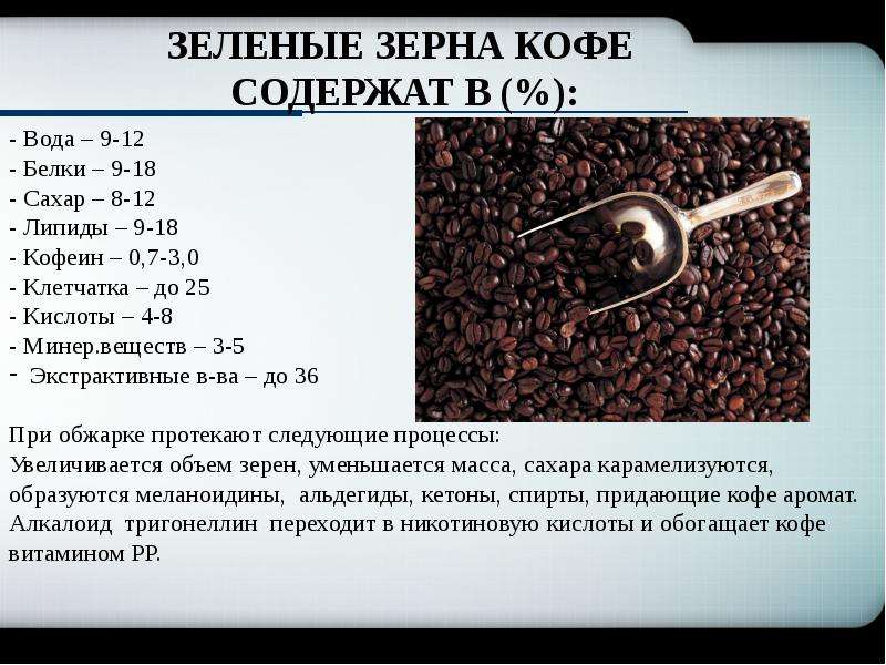Что содержит кофе. Вещества содержащиеся в кофейном зерне. Состав кофе. Состав кофейного зерна. Содержание кофеина в кофейных зернах.