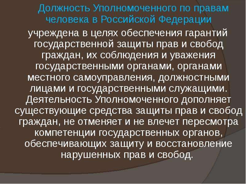 Институт уполномоченного по правам человека в рф презентация