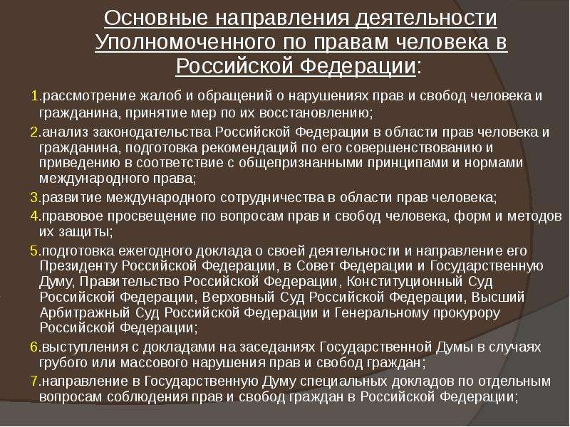 Институт уполномоченного по правам человека в рф презентация