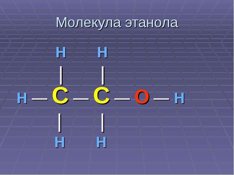Молекула этанола H H | | H — C — C — O — H | | H H
