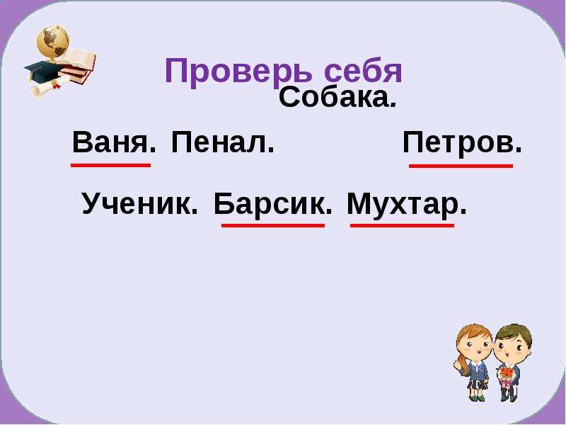 Русский язык 1 класс имена собственные презентация