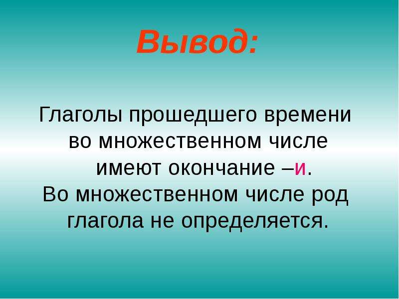 План конспект по русскому языку 3 класс род глаголов в прошедшем времени