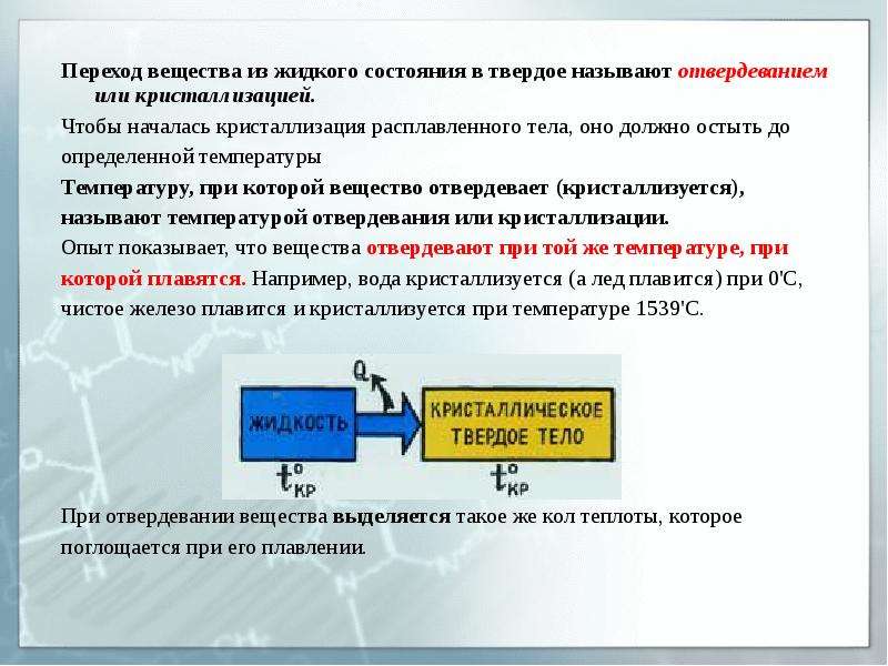 При какой температуре отвердевает. Переход вещества из жидкого состояния в тве. Переход из твердого состояния в жидкое. Переход вещества из твердого в жидкое. Переход твердого вещества в жидкое.