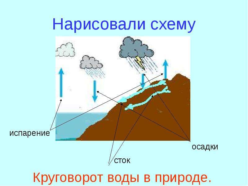 Нарисуйте по памяти схему мирового круговорота воды 6 класс