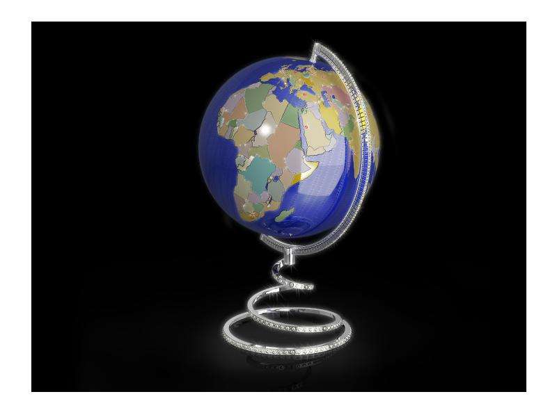 Эксклюзивный подарок не имеет мировых аналогов (!) ручная ювелирная работа глобус сделан из чистого серебра 999,9 пробы, покрытого ра, слайд №1