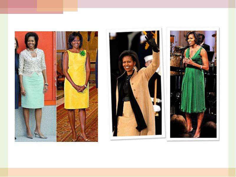 Деловой имидж  Мишель Обамы Мишель Обаму признали самой стильной женщиной Америки.  Ее каждодневные наряды стали поводом для специ, слайд №5