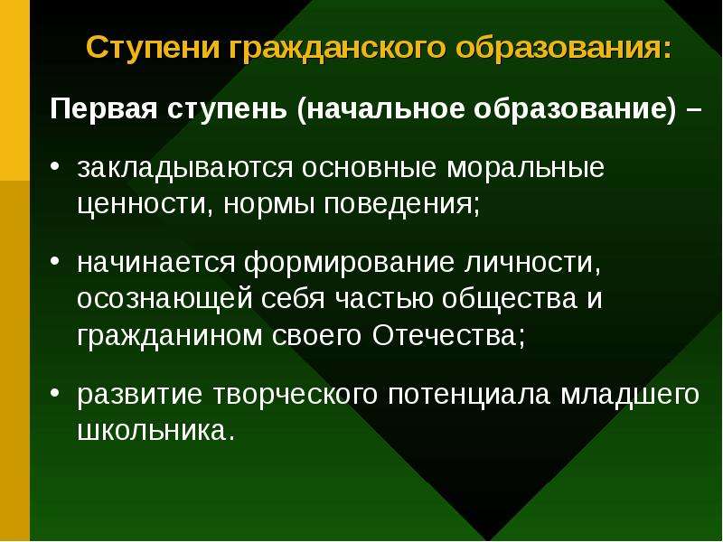 Юридическое образование в гражданском процессе. Гражданское образование. Первая ступень.