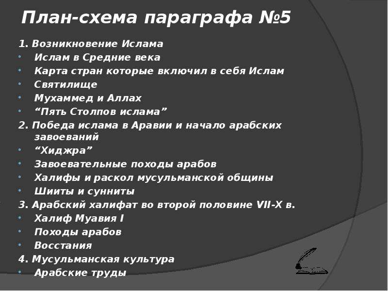 Подробный план параграфа