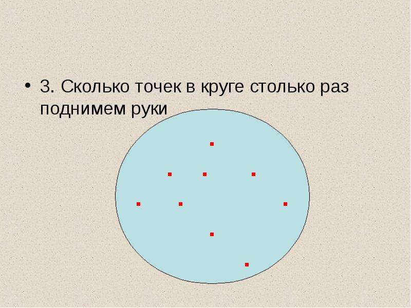 Какова точка. Сколько точек в круге столько раз подняли руки. Точки в круге физкулшьт минутка. Картинка сколько точек в этом круге столько раз подымем руки. Сколько точек будет в круге.