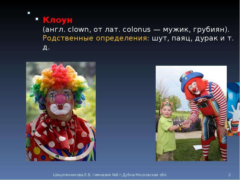 Клоуны кратко. Профессия клоун. Клоун для презентации. Клоун на англ.