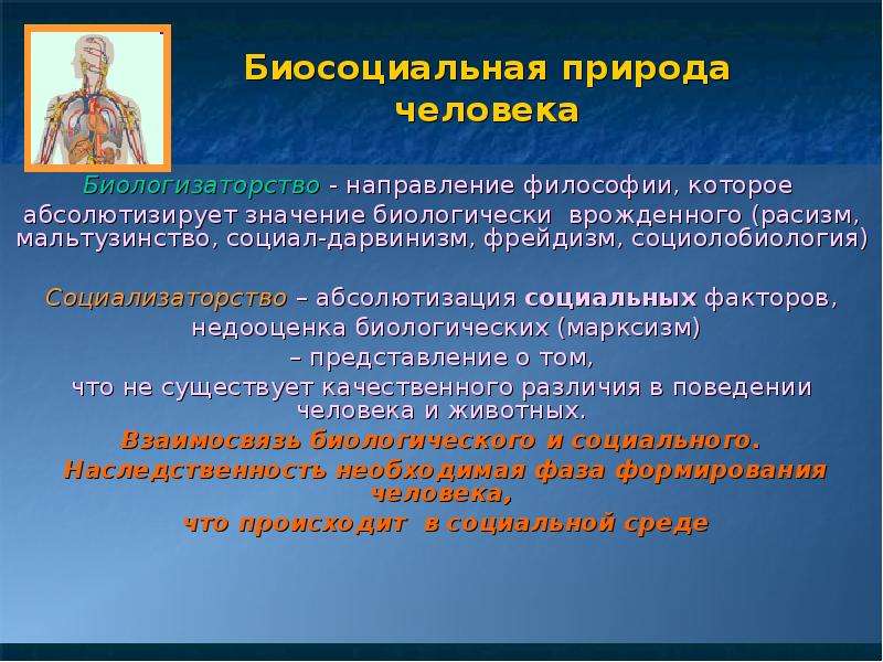 Биологизаторская и социологизаторская концепция сущности человека. Биосоциальная природа человека. Биосоциальная природа человека философия. Биологизаторство в философии. Человек и природа философия.