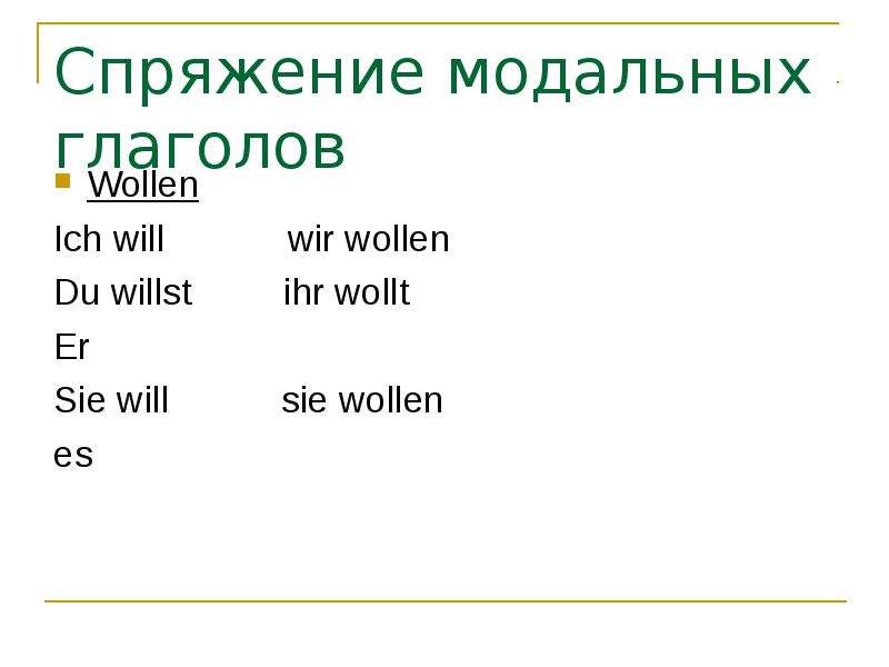 Глагол wollen в немецком языке. Спряжение модального глагола wollen. Проспрягать модальный глагол wollen. Спряжение глагола wollen. Wollen спряжение в немецком.