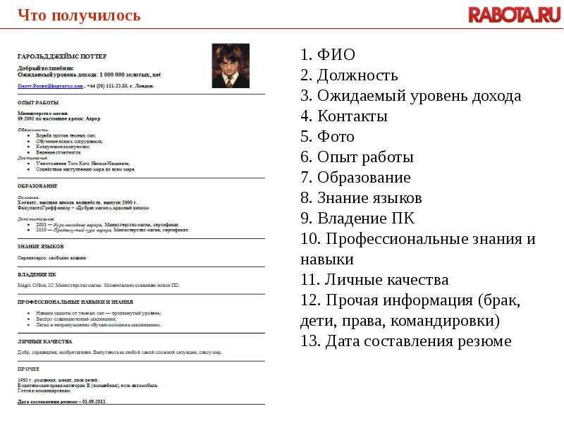 Черный пояс по резюме Шатилова Евгения, руководитель проекта Rabota.ru Москва, 2011. - презентация_, слайд №10