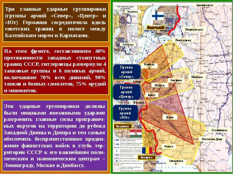 В каком плане предусматривались направления север центр юг для наступления германских войск