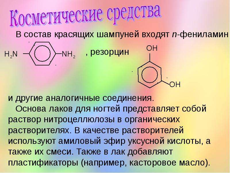 Косметические средства презентация по химии