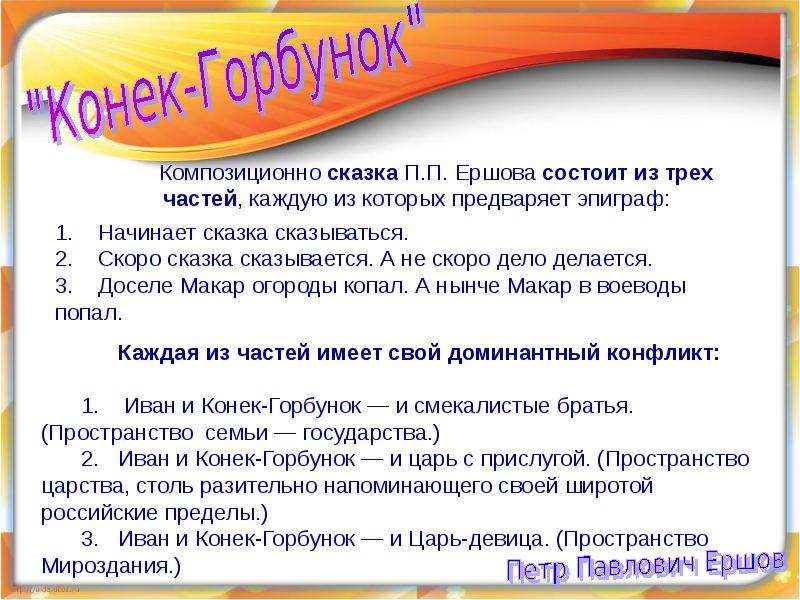 План конек горбунок 4 класс план