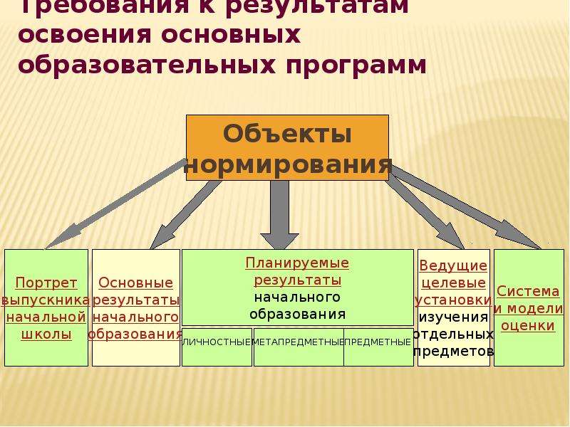 Предмет требования. Объекты нормирования. Результаты отражающие ведущие целевые установки это.