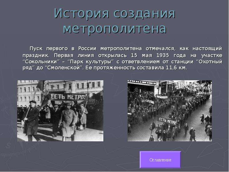 История метро презентация