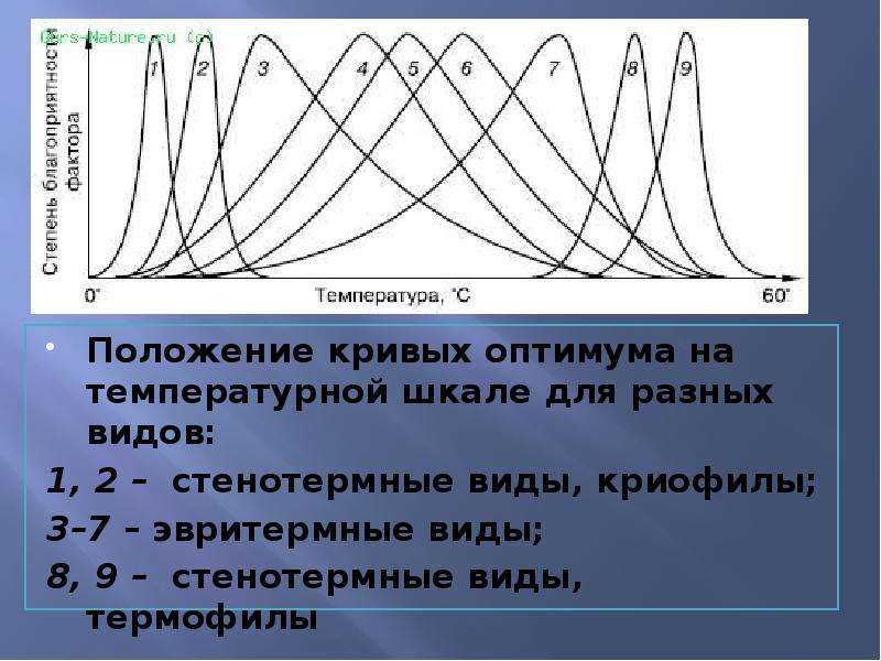 Выделите зону экологической валентности вида на схеме