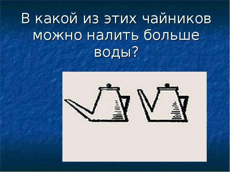 Какой из чайников можно налить больше воды см рисунок ответ обоснуйте ответ