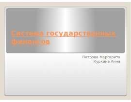 Система государственных финансов Петрова Маргарита Куркина Анна
