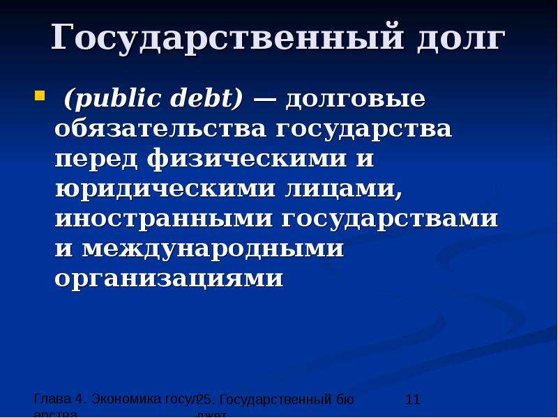 Презентация государственный бюджет и государственный долг