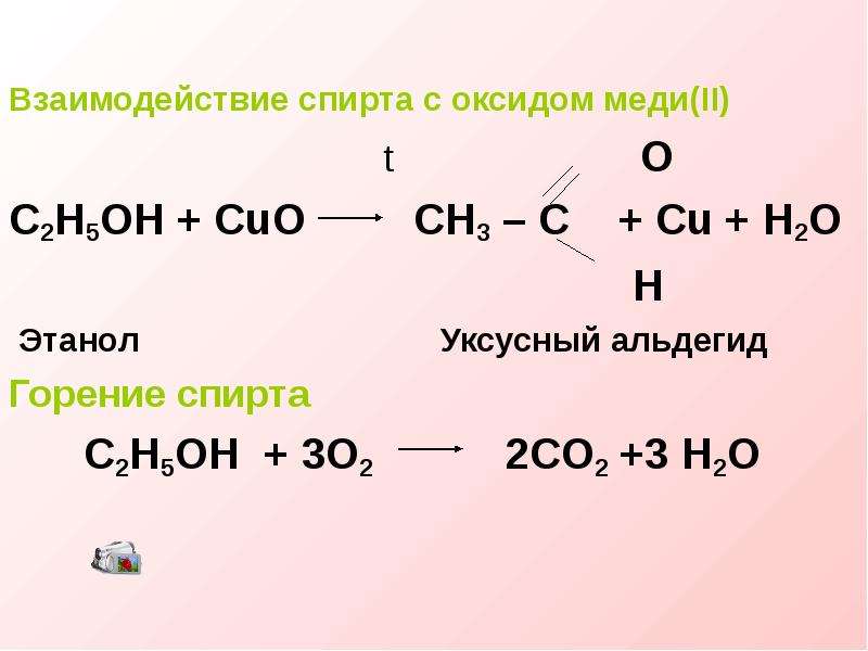 Уксусная кислота и оксид меди. Взаимодействие спиртов с оксидом меди. Взаимодействие спиртов с оксидами. Взаимодействие спиртов с Cuo. Этанол уксусный альдегид.