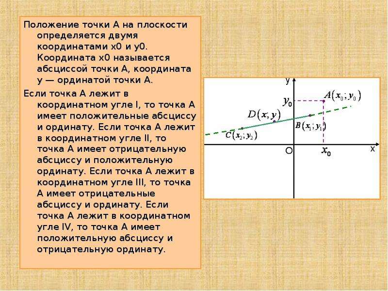 Точка имеет абсциссу. Абсцисса точки. Ордината точки. Положение точки на координатной плоскости определяется: *. Координаты x и y определяют положение точки.