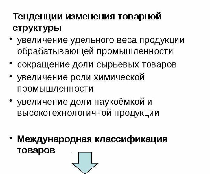 Тенденции изменения. Классификация наукоемкой продукции.. Тенденция изменения. Повышение доли на международных рынках. Сокращение промышленности.