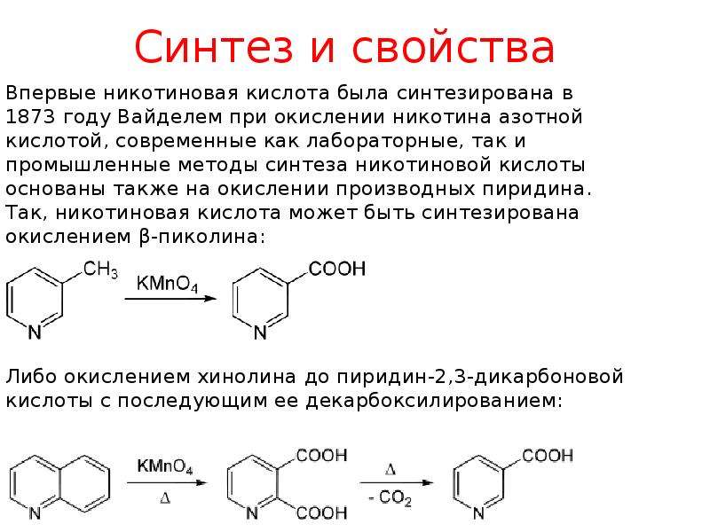 Схема никотиновая кислота