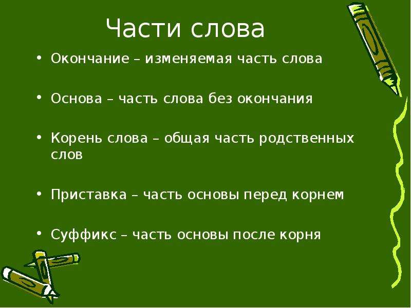 Основа слова 2 класс презентация