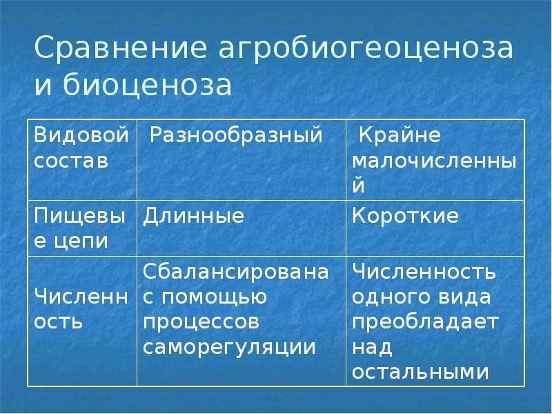 Сравнить природную. Сравнительная характеристика биоценоза и агроценоза. Сравнительная характеристика биогеоценоза и агроценоза. Саморегуляция биоценоза и агроценоза. Сравнительная характеристика биоценоза и агроценоза таблица.