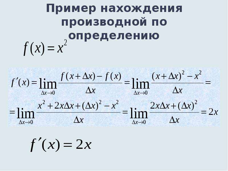 Найти производную f x0. Как найти производную функции по определению примеры решения. Производная функции по определению примеры. Производная по определению формула. Как вычислить производную по определению.