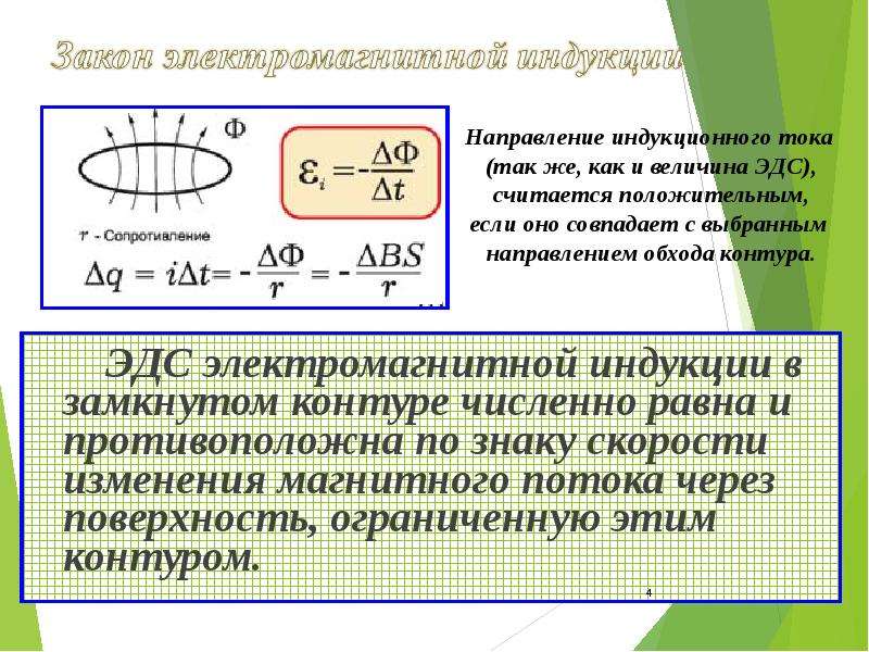 Величина эдс индукции определяется