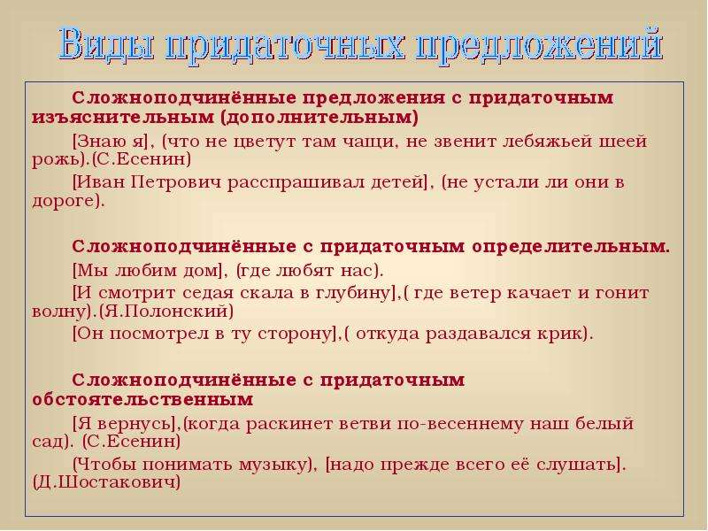 Сложноподчиненное предложение презентация 10 класс