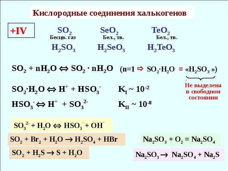 Химические уравнения so2. Водородные соединения халькогенов. Hso3 ГАЗ. So2 h2o h2so3. Формула водородного соединения халькогенов.