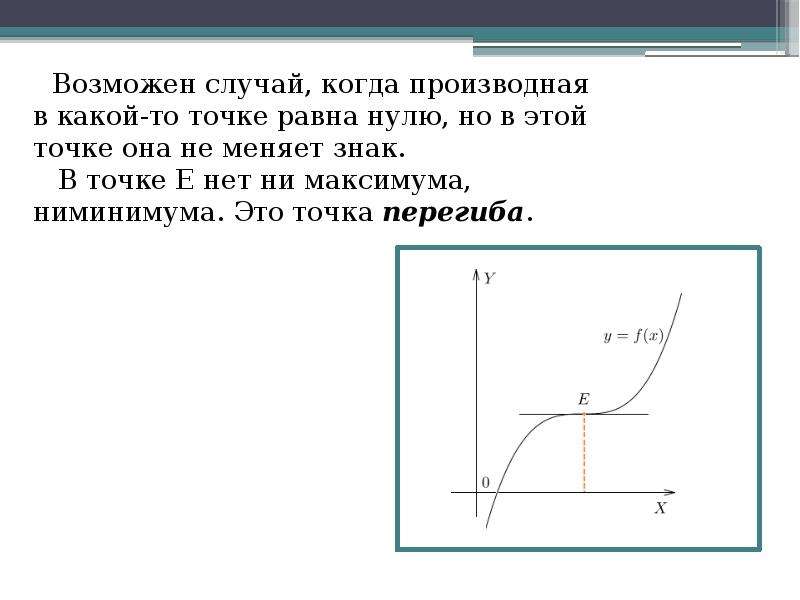 Производная функции в точке равна 0. Производная в точке перегиба равна 0. В точках перегиба первая производная равна 0. Вторая производная равна нулю. В точке перегиба производная равна нулю.