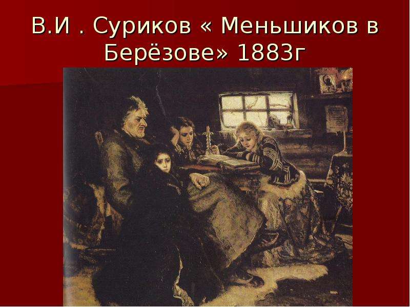 Картина сурикова в березове. Меньшиков в Березове Суриков. Меншиков в Березове. 1883. В Суриков Меньшиков в Березове 1883 г. Суриков Боярыня Меньшиков в Березове.