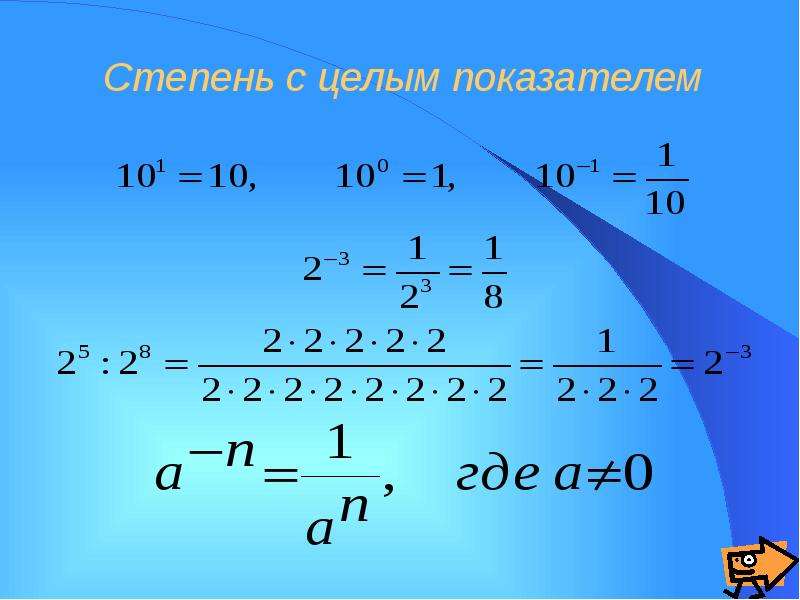 Степень с целым показателем 7 класс презентация