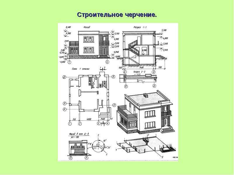 Строительное черчение. Основы строительного черчения. Чертёж. Вид сбоку на строительном чертеже. Строительное черчение и рисование.