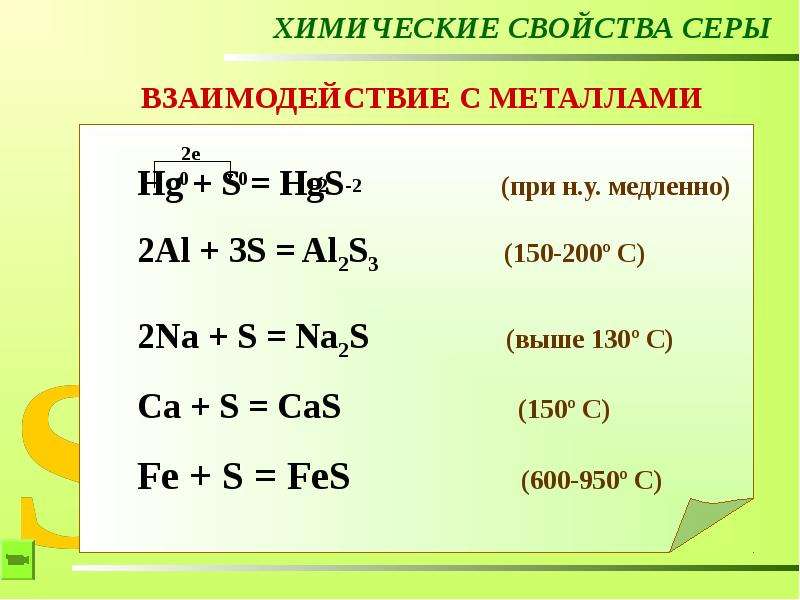 Химические свойства серы презентация