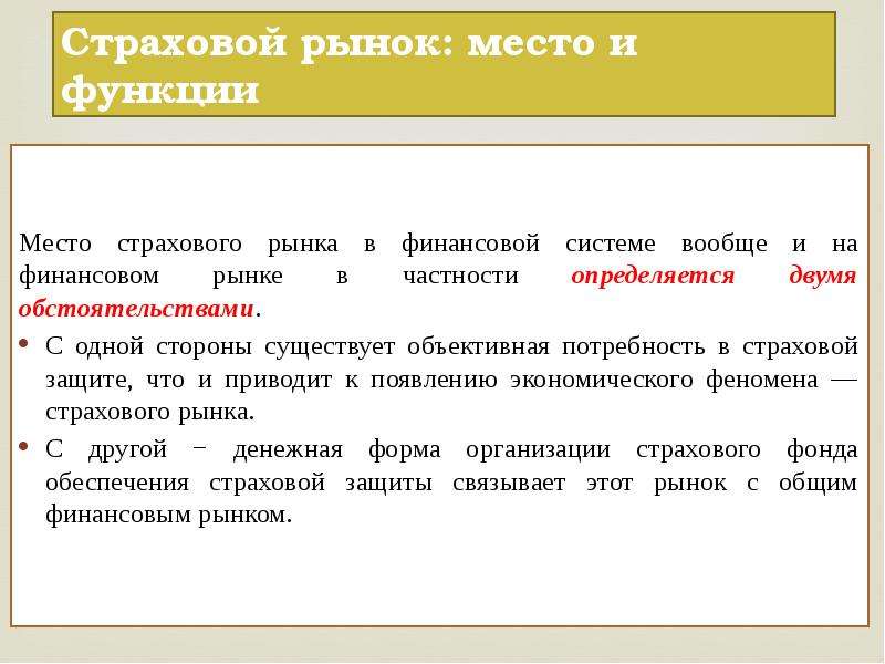 Страховой рынок россии презентация