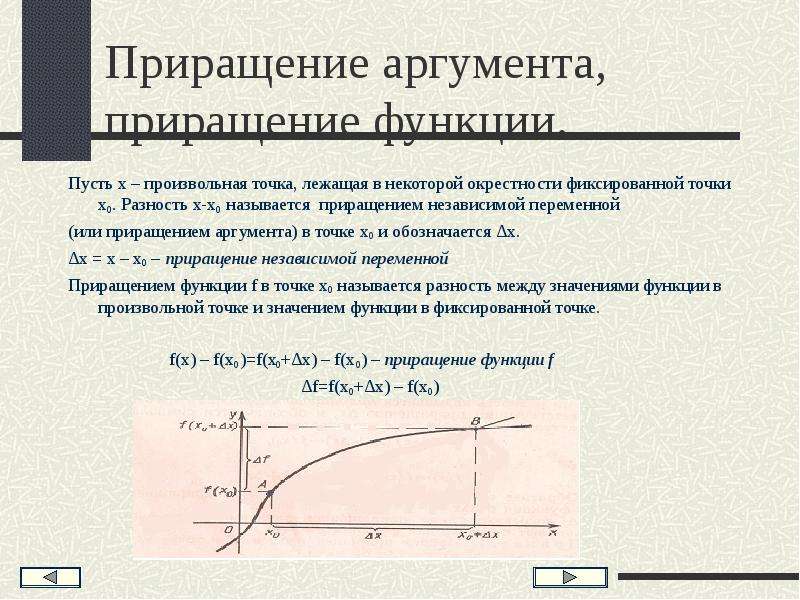 Приращение аргумента приращение функции 10 класс мордкович презентация