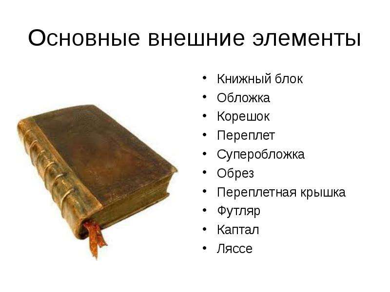 Части книги картинки для детей