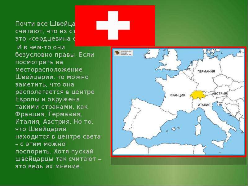 План сообщения про швейцарию