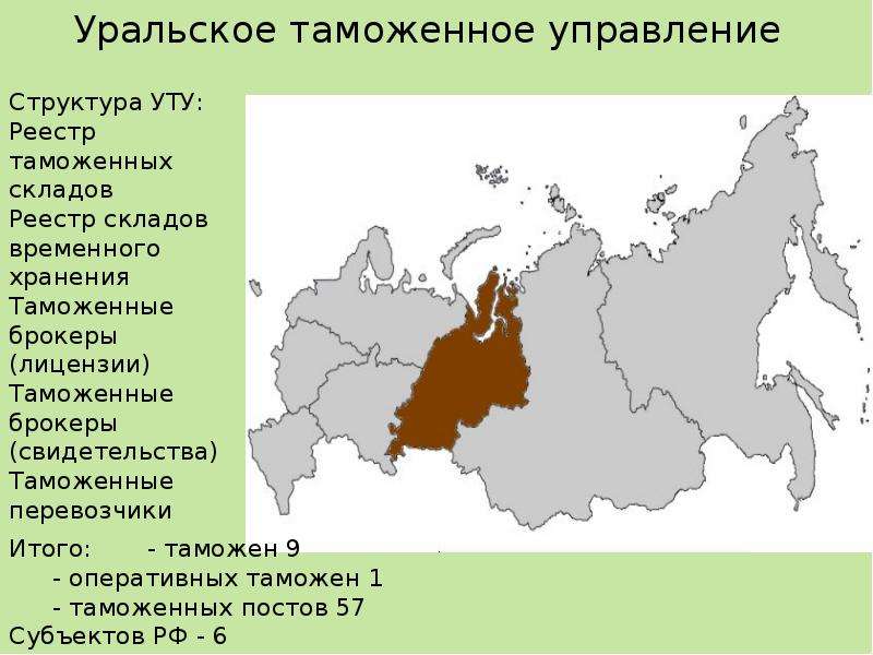 Схема размещения территориальных таможенных органов