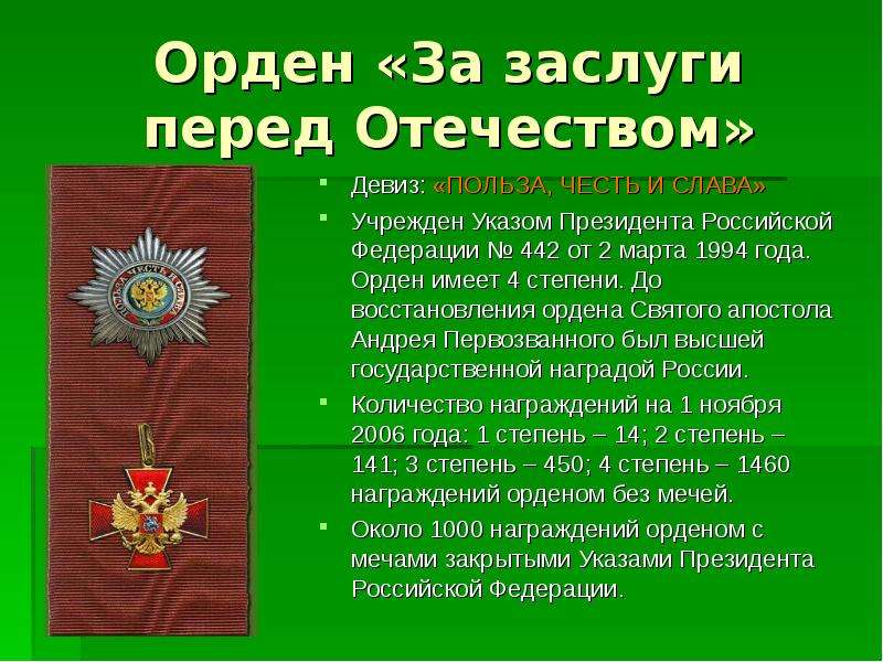 Честь и слава. Орден за заслуги перед Отечеством 4 степени. Польза честь и Слава девиз. Медаль польза честь и Слава 1994. Девиз ордена польза честь и Слава.