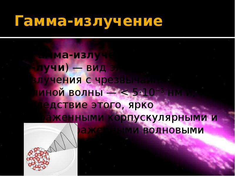 Гамма излучение. Возникновение гамма лучей. Гамма излучение вид излучения. Слайд гамма излучение.