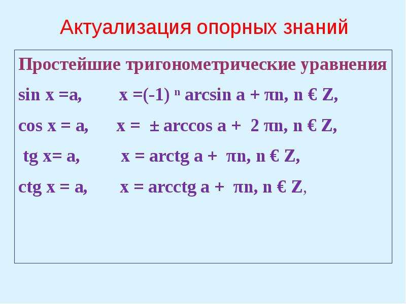 Простейшие тригонометрические уравнения 10 класс презентация алимов