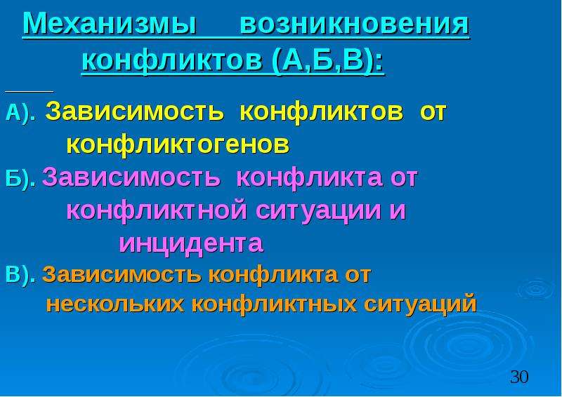 Теории механизмов возникновения конфликтов презентация